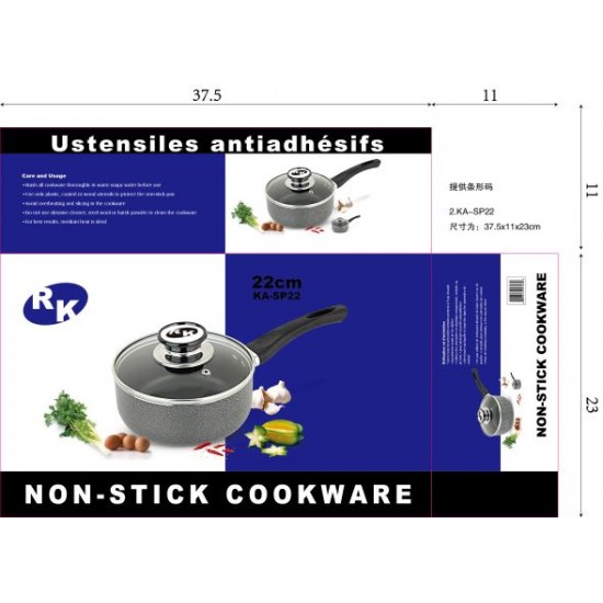 Non Stick 22cm Sauce Pot w/cover and handle,8/C